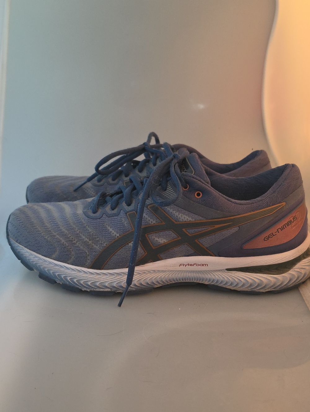 Asics Gel-Nimbus Men's Running Shoes - Blue with Orange Accents